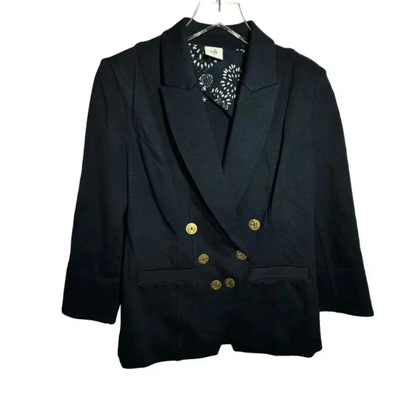 CAbi Navy Preppy Blazer Women’s Size 6 Yacht Club Nautical Gold Buttons - Picture 2 of 9